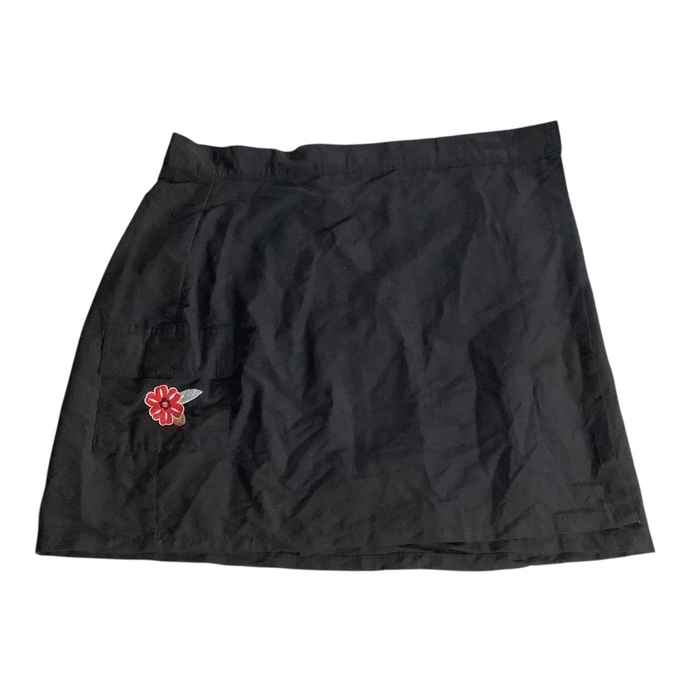Vintage No Boundaries Black Wrap Skirt Girls Size L 11/13 Floral‎ Embroidery